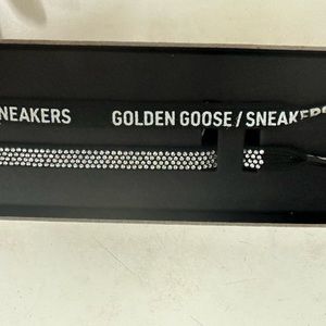 Black laces with Swarovski crystal rhinestone studded golden goose laces